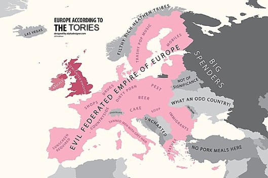 Skewed view: This image (not mine) provides a startlingly accurate representation of the way British Conservatives see Europe. Do you honestly think they can be trusted to honour the human rights that European laws have granted us?